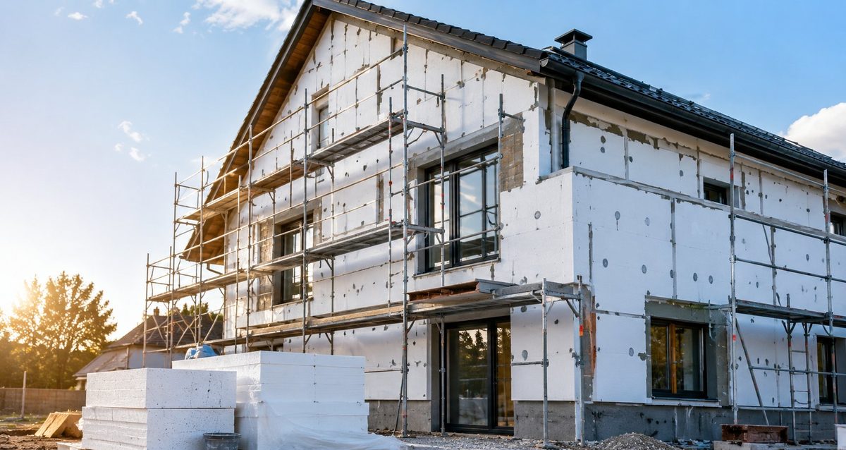 Chantier d'isolation par l'extérieur